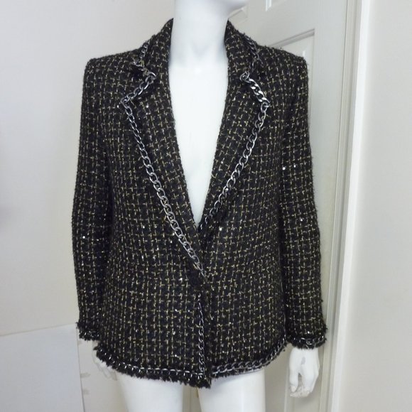 Alice + Olivia Shan Chain-Trim Tweed Jacket - Picture 9 of 16